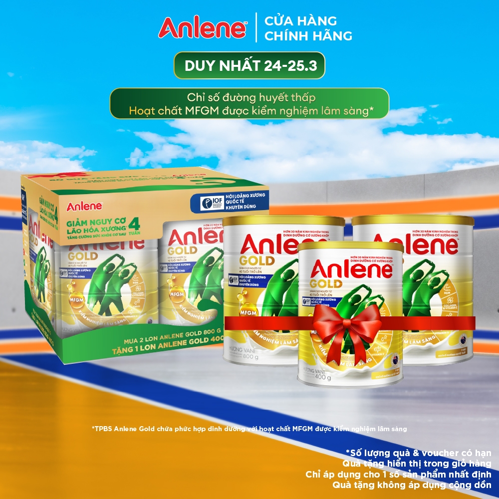 [Tặng 1 lon Anlene Gold 400g] Bộ quà tặng combo 2 sữa bột Anlene Gold 800g/lon