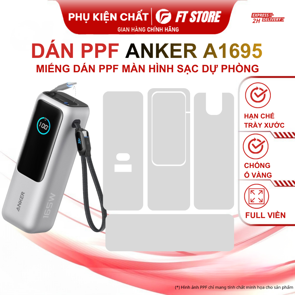 Miếng dán PPF cao cấp chống trầy màn hình Sạc Dự Phòng Anker Zolo 25000mAh 165W - A1695