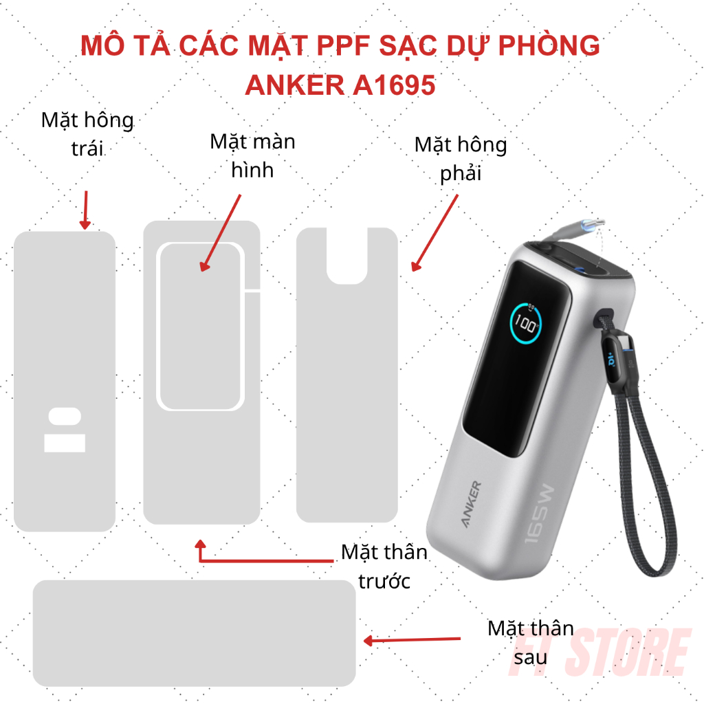 Miếng dán PPF cao cấp chống trầy màn hình Sạc Dự Phòng Anker Zolo 25000mAh 165W - A1695 | BigBuy360 - bigbuy360.vn