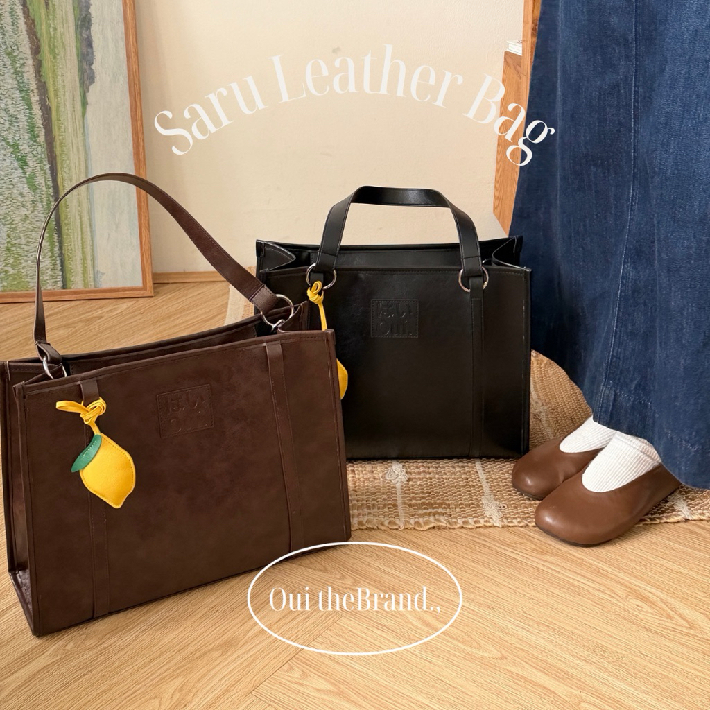 [ Tặng Charm random ] 𝗦𝗮𝗿𝘂 さる 𝗟𝗲𝗮𝘁𝗵𝗲𝗿 𝗕𝗮𝗴 (LARGE) - Túi phom hộp chất Da SARU size LỚN ( Ouithebrand ) | BigBuy360 - bigbuy360.vn