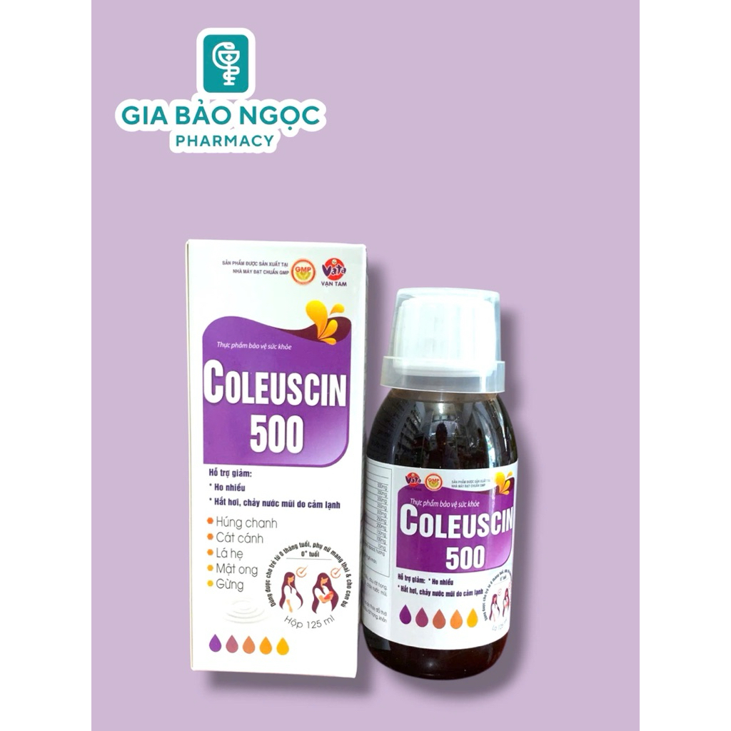 Siro Coleuscin 500 hỗ trợ giảm ho đàm,tăng cường phổi,ho khan rát họng