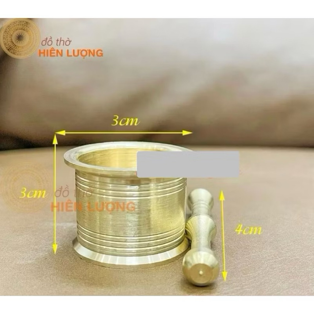Cối Giã Trầu Bằng Đồng Thau Vàng Bóng Hàng Đẹp Đường Kính 3cm