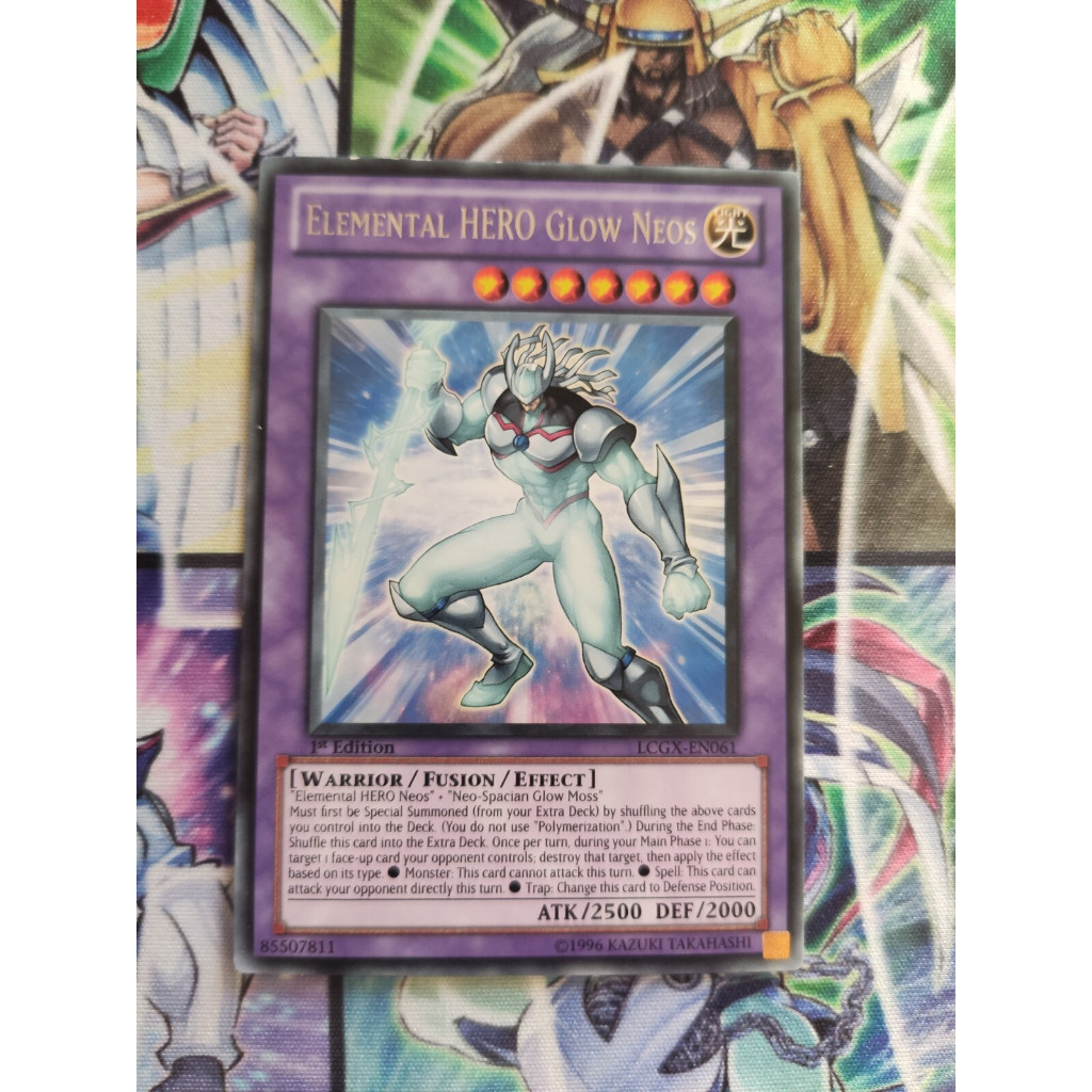 2011 mã hiếm LCGX 1st tem vàng Rare Lá thẻ bài Yugioh Elemental HERO Glow Neos fusion