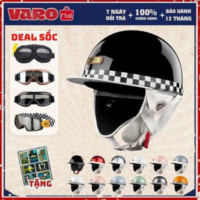 Mũ Bảo Hiểm Nửa Đầu Kiểu Nhật VARO Bosozoku Phong Cách Vintage Mix Kính Phi Công Kính Goggle Cá Tính