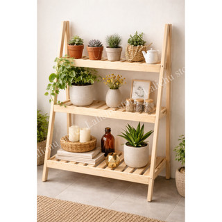 Kệ Để Cây 3 Tầng Bằng Gỗ Kèm Thanh Treo Kệ Decor Ban Công Phòng Khách
