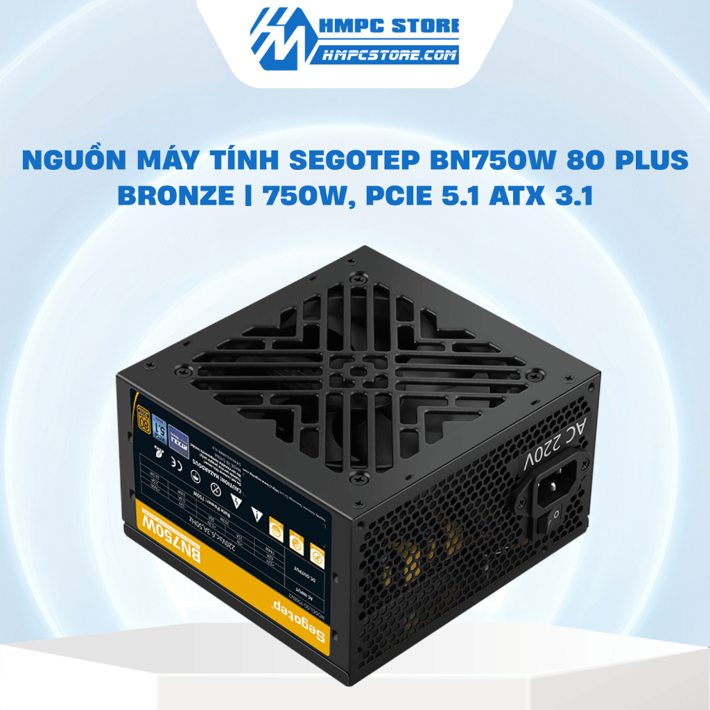 Nguồn máy tính Segotep BN750W 80 Plus Bronze | 750W, PCIE 5.1 ATX 3.1, bảo hành 36 tháng đổi mới