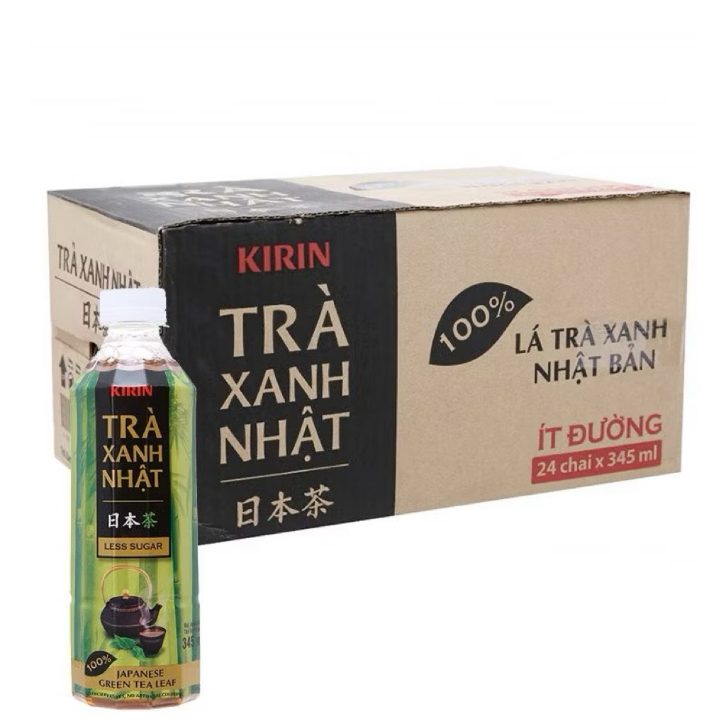 [Bao bì mới 2026]Thùng 24 Chai Trà Xanh nhật Kirin 345ml Ít Đường