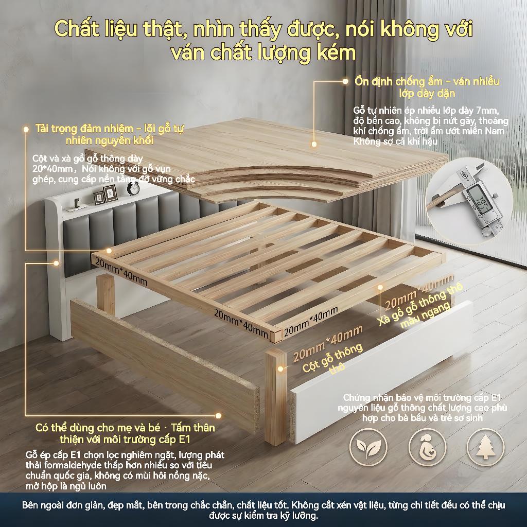 ALVIN Giường ngủ giường gỗ gỗ thân thiện với môi trường chống ẩm chống mốc Khả năng chịu lực cực tốt | BigBuy360 - bigbuy360.vn