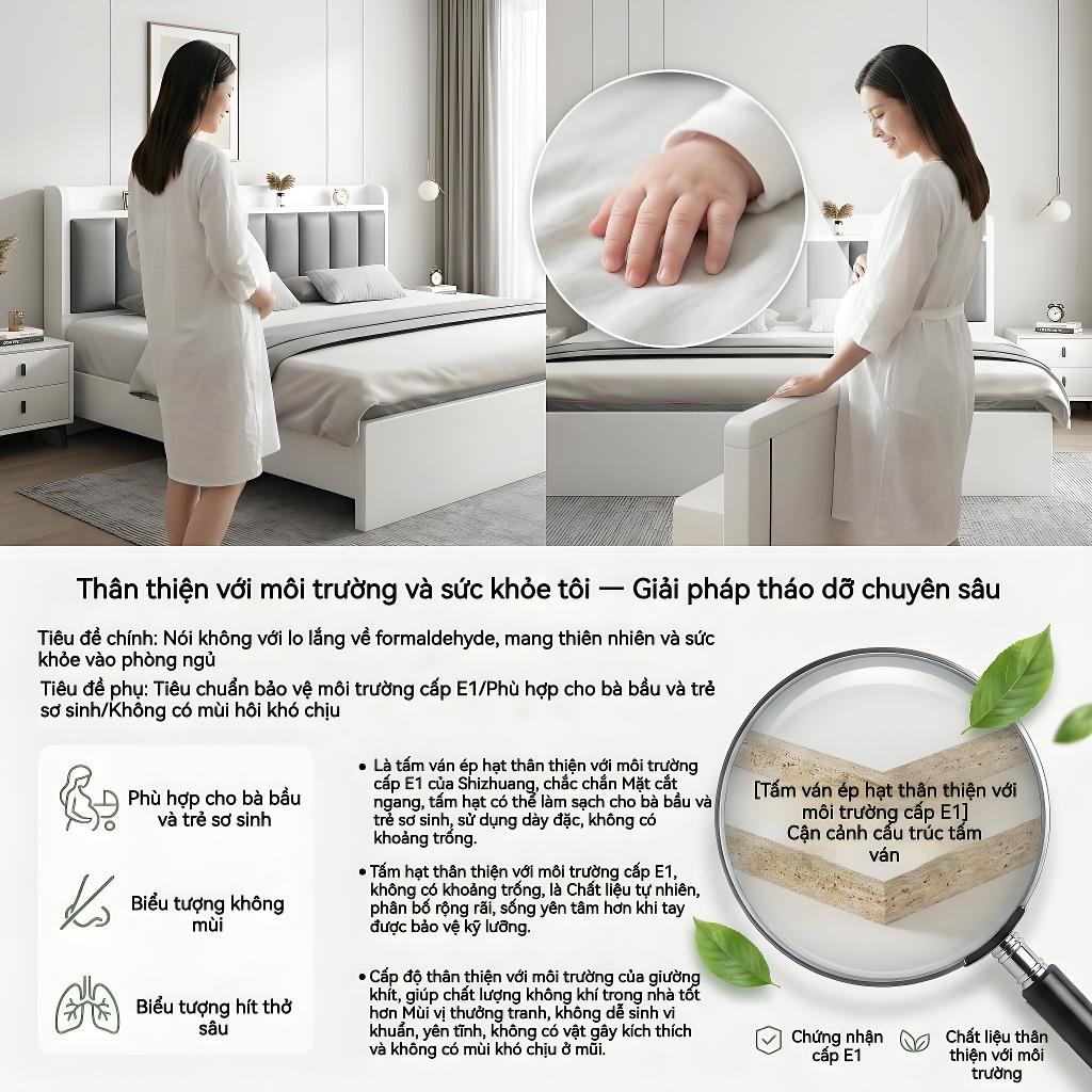 ALVIN Giường ngủ giường gỗ gỗ thân thiện với môi trường chống ẩm chống mốc Khả năng chịu lực cực tốt | BigBuy360 - bigbuy360.vn