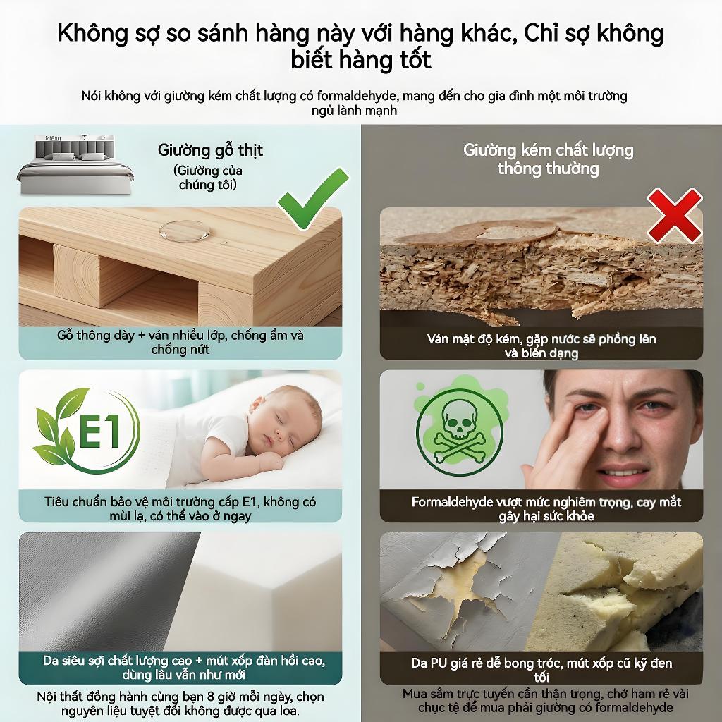ALVIN Giường ngủ giường gỗ gỗ thân thiện với môi trường chống ẩm chống mốc Khả năng chịu lực cực tốt | BigBuy360 - bigbuy360.vn