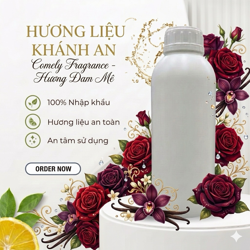 Tinh dầu Comely Fragrance (Hương Đam Mê) 1kg – Hương Liệu Công Nghiệp Dùng Cho Mỹ Phẩm, Nến Thơm, Tạ