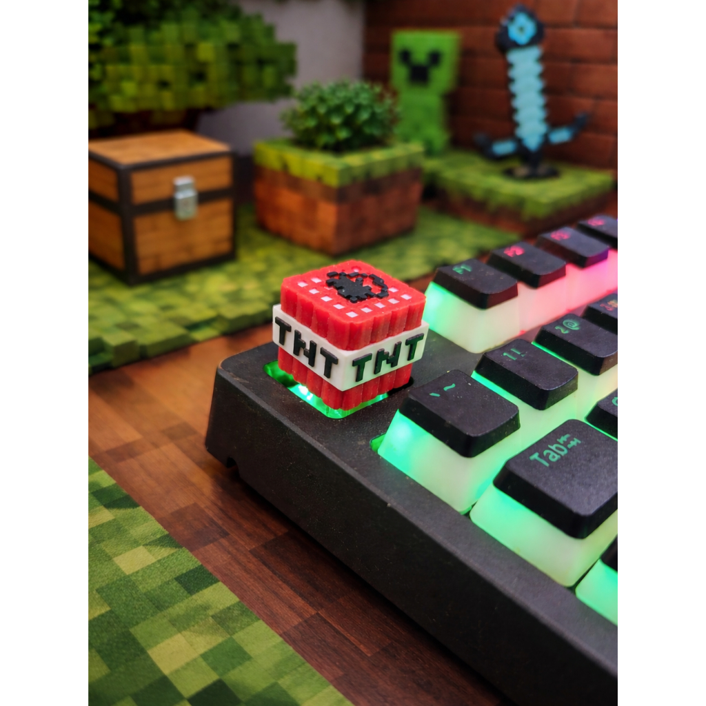 Minecraft TNT Artisan Keycap for Mechanical Keyboard – 3D Gaming Keycap Cherry MX Compatible