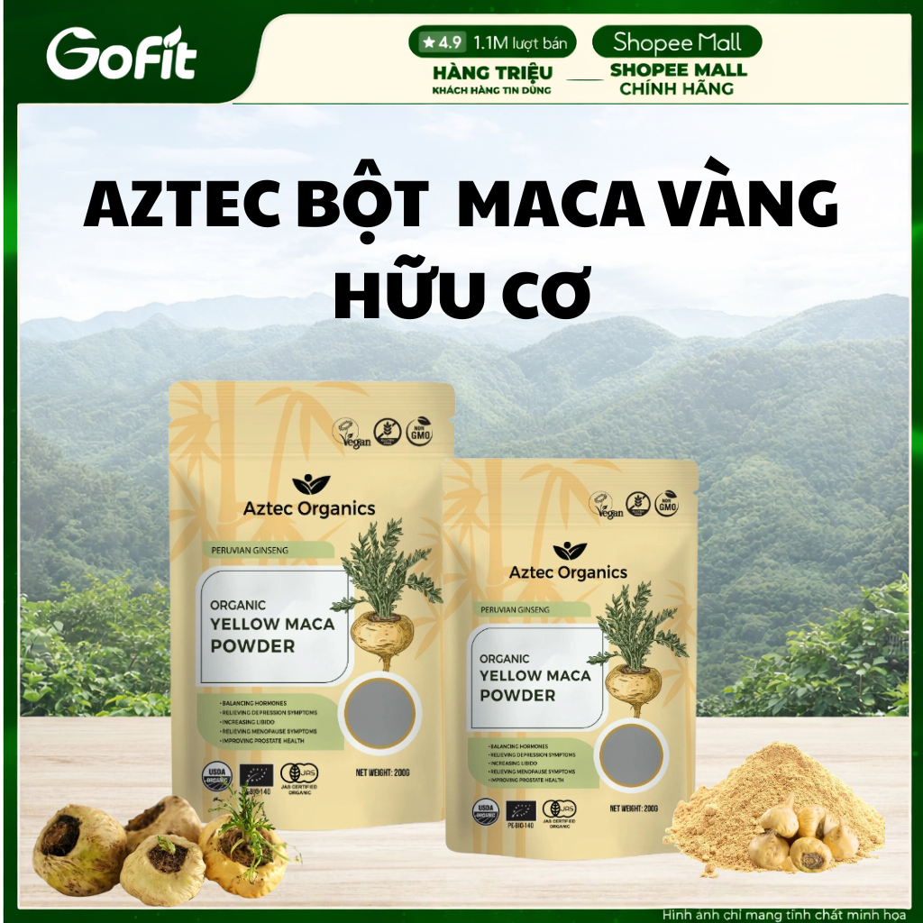Bột nhân sâm Maca vàng hữu cơ Aztec Organics 200g Organic maca powder