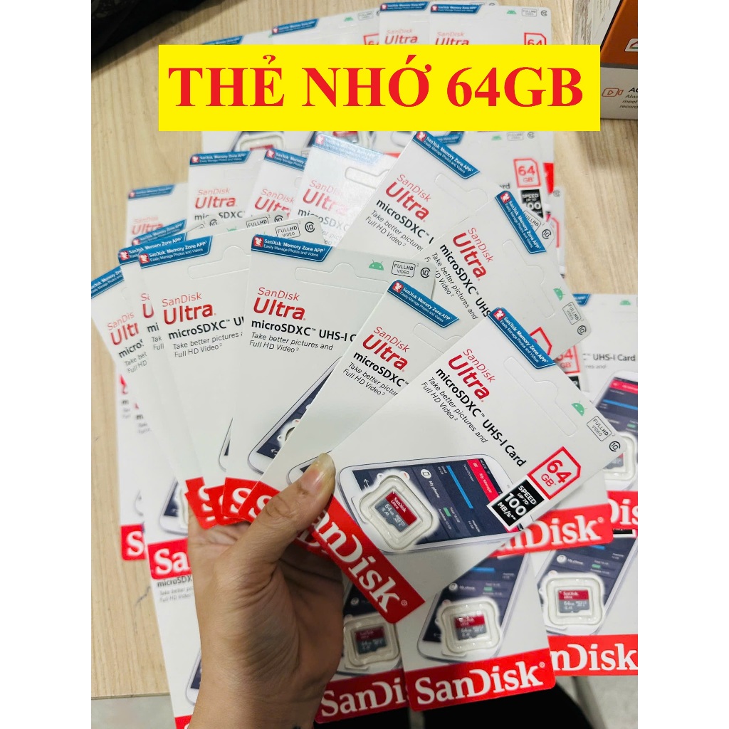 thẻ nhớ sandisk 64GB,Thẻ nhớ SanDisk Class 10 64GB 100MB/s - Dung lượng lớn ,giám sát thẻ 64GB hiện 