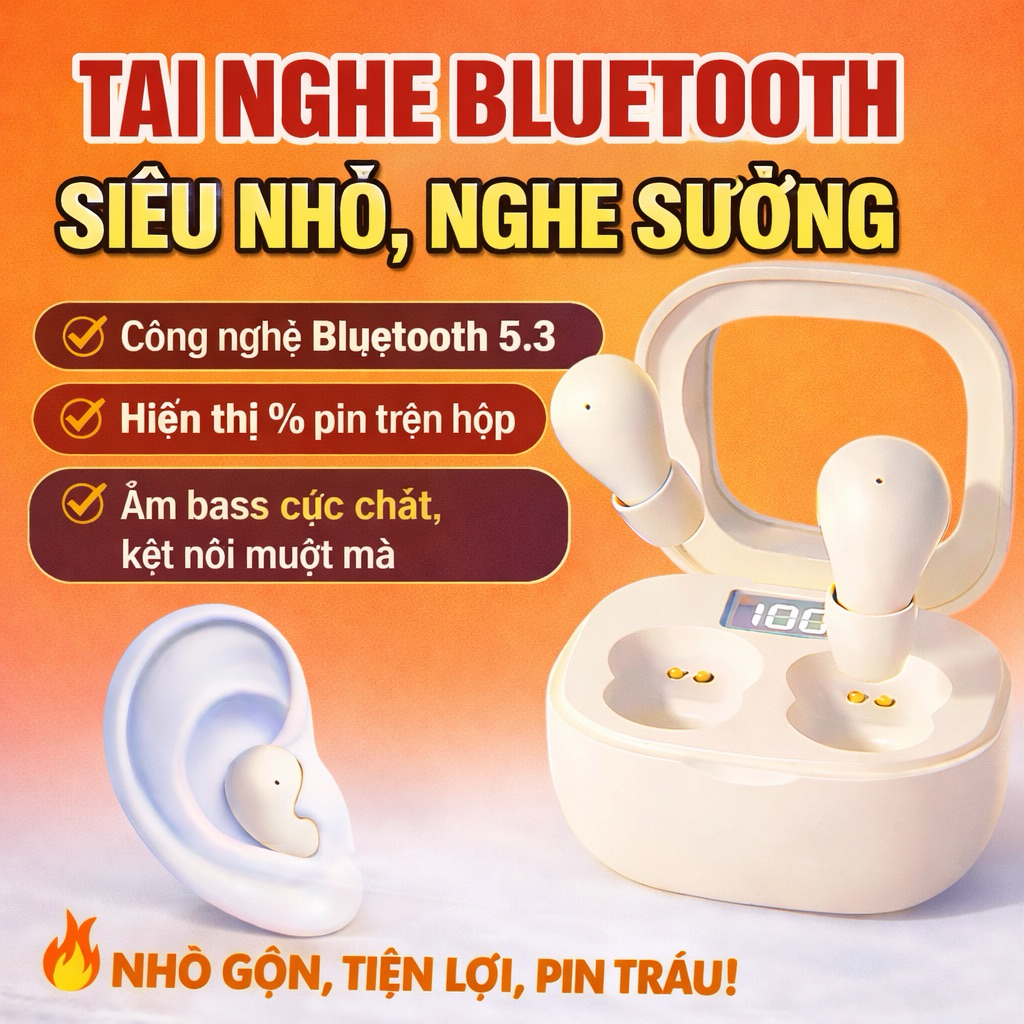 Tai Nghe Bluetooth SK19 & SK18 Chất Lượng Âm Thanh Cao, Mini, tai nghe Không Dây nhét tai chính hãng BH 6 tháng, ZINIA
