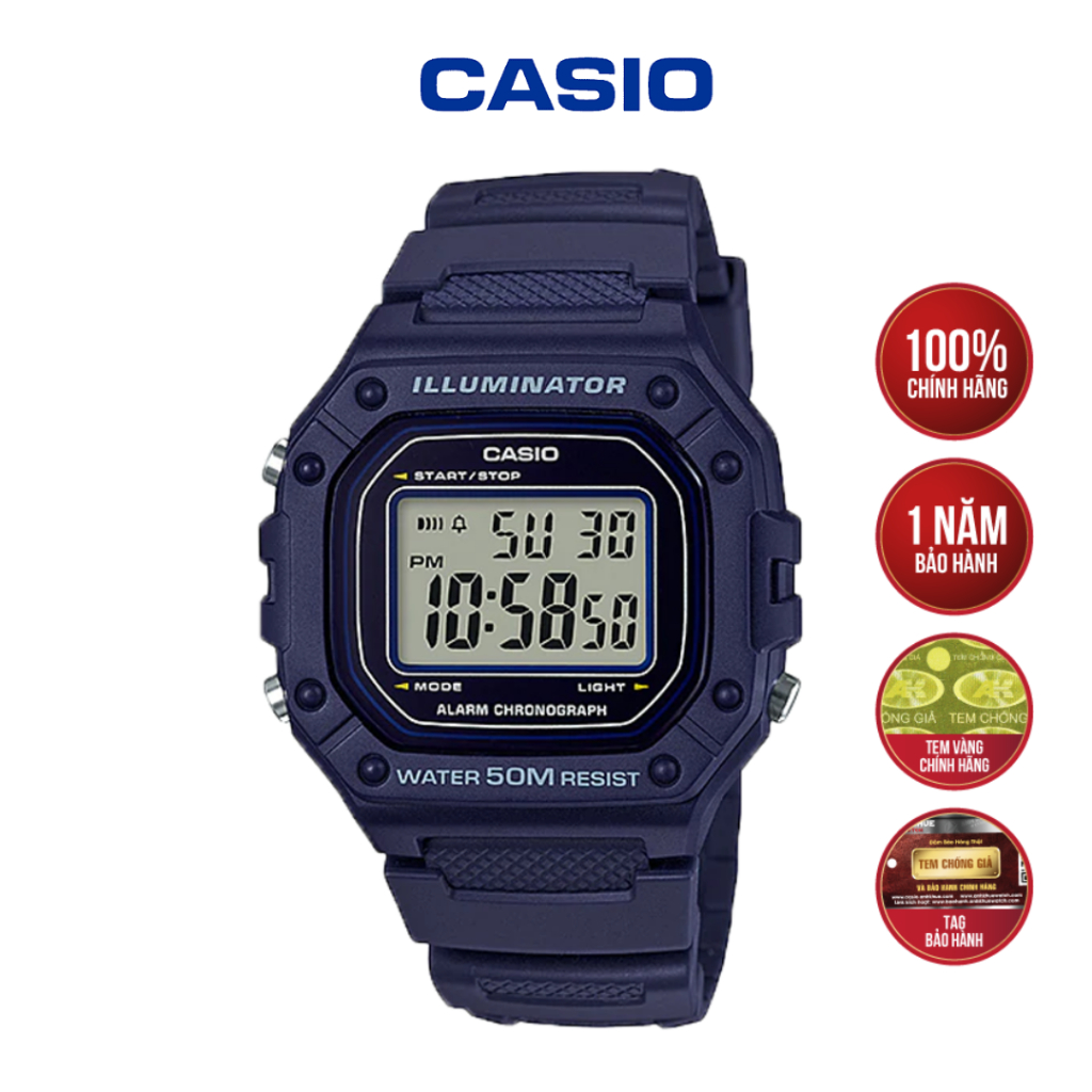 Đồng hồ Casio Timeless W-218H-2AVDF siêu nhẹ