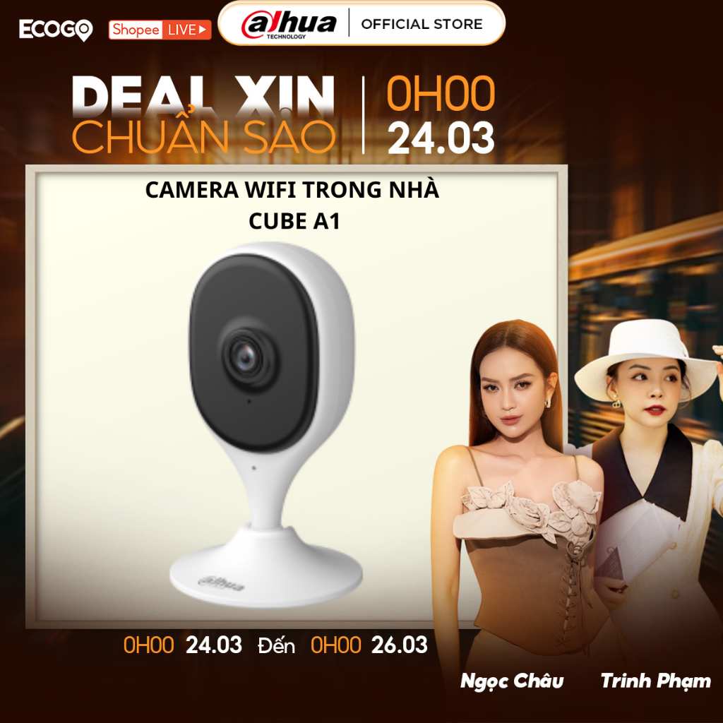 [ƯU ĐÃI LIVESTREAM] Camera Wifi Dahua Cube A1 3MP Đàm thoại 2 chiều , Đế nam châm tự hit, Giám Sát 2