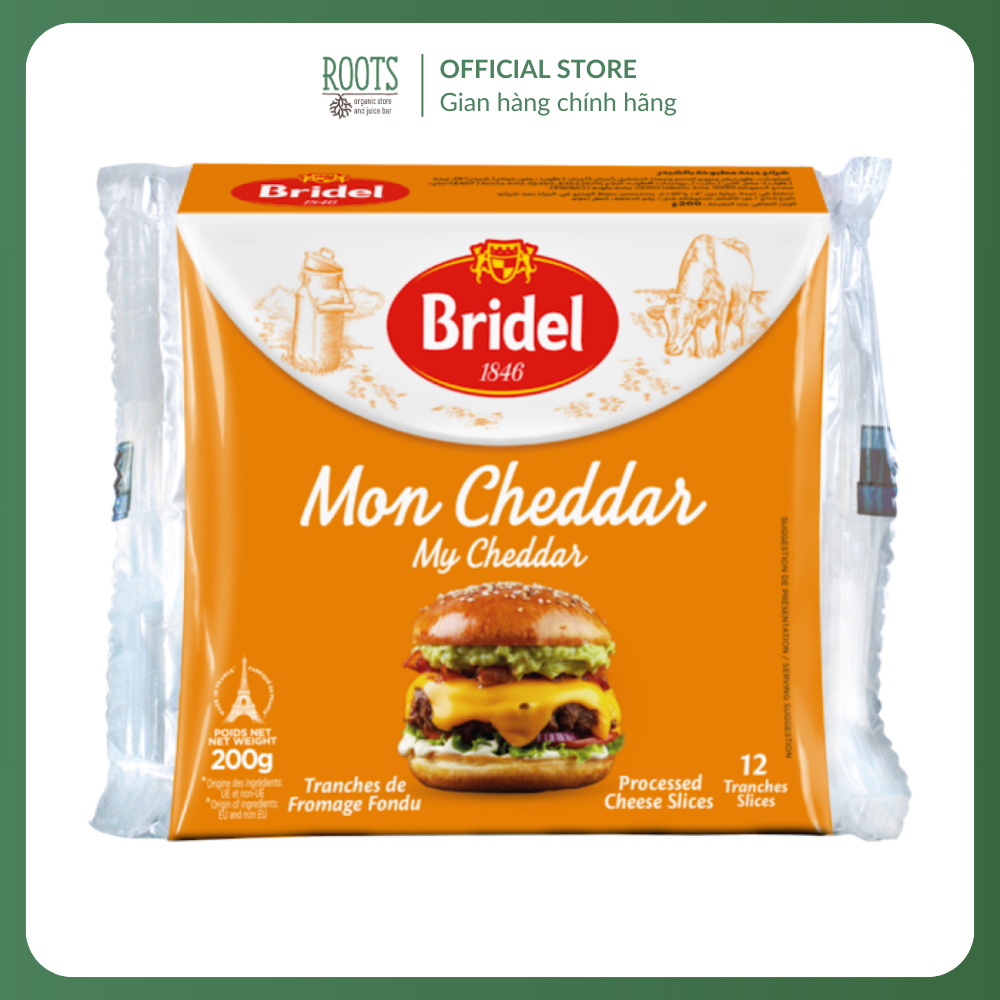 (Ship hỏa tốc) BRIDEL - Phô Mai Lát, My Cheddar, Processed Cheese Slices, 12 Lát (200g)