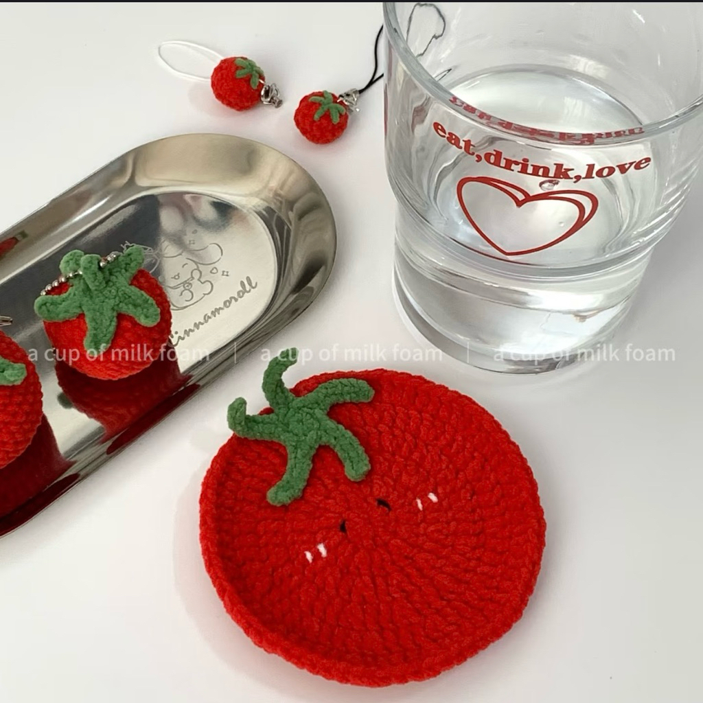 [SET MÓC KHOÁ + LÓT LY + TÚI AIRPOD] CÀ CHUA - TOMATO