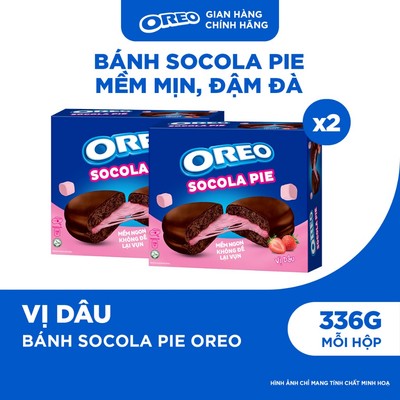 Combo 2 Bánh Socola Pie Oreo Vị Dâu 336g