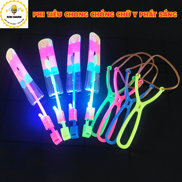 Set 10/30/50 Phi Tiêu Chong Chóng Đèn Led Phát Sáng- Ná Dây Thun Chữ Y