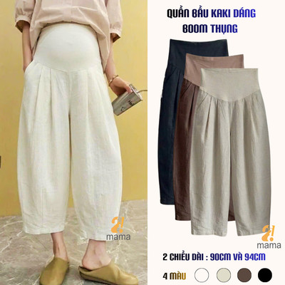 (Có Dáng Nấm) Quần Bầu Dáng Boom Thụng 2mama Chất Kaki Hàn, Mềm Mịn, Siêu Tôn Dáng Freesize Có Đáp Bụng Cho Mẹ Bầu