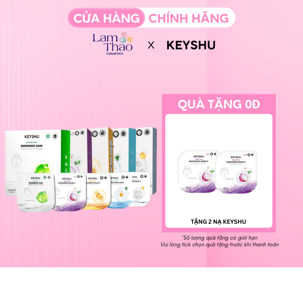 [TẶNG 2 NẠ HÀNH TÍM] [DẠNG HỘP] Keyshu Mặt Nạ Keyshu Essence Mask