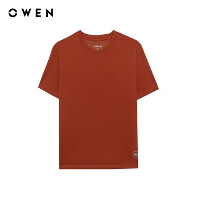 Owen - Áo T-shirt Regular Fit TSN255107 màu Cam chất liệu Cafe Interlock