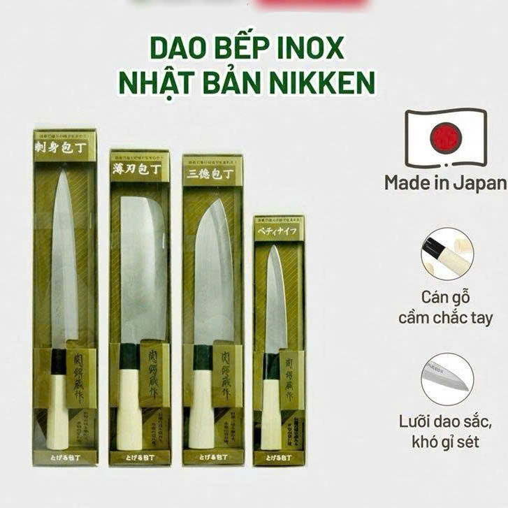 [MADE IN JAPAN] Bộ 4 Dao bếp xuất xứ Nhật Bản Sashimi Tsubazo Thép Nguyên Khối cao cấp nhập khẩu chí