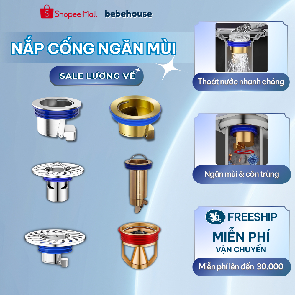 Lõi Đồng Thoát Sàn Chống Mùi, Ngăn Côn Trùng, Tránh Tắc Nghẽn Cống HC003 BEBEHOUSE