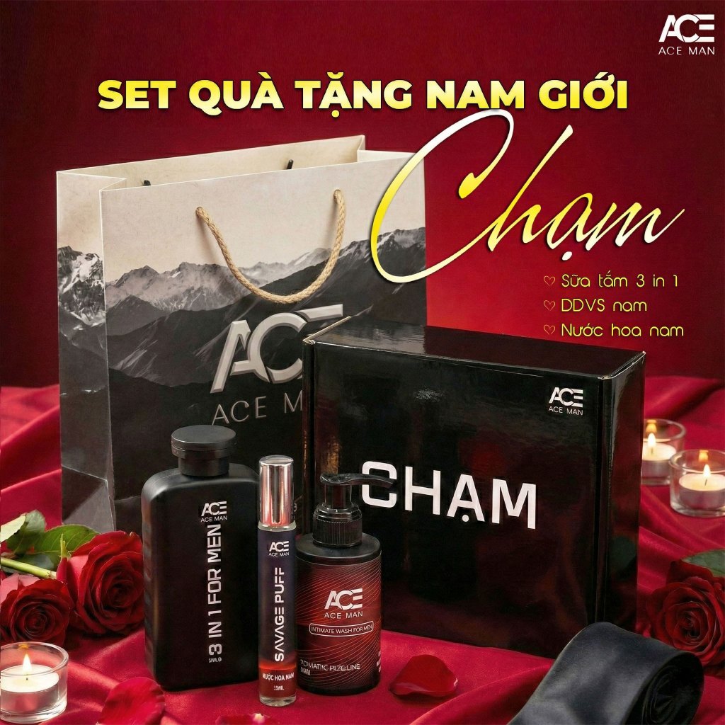 Combo Chạm ACEMAN - Set quà tặng cho nam giới, quà tặng bạn trai kèm túi xách quà và thiệp viết tay