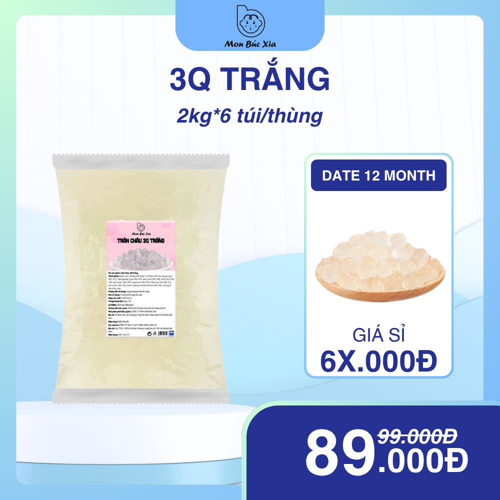 Trân Châu 3Q Trắng - Trân châu 3Q dai giòn bịch 2kg