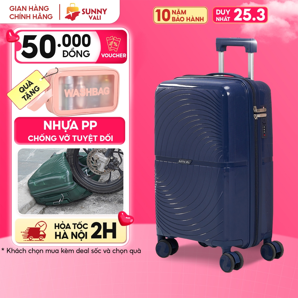 Vali kéo SUNNY ROGER - size 20/24/28 inch nhựa PP chống vỡ, vali thời trang bền đẹp bảo hành 10 năm