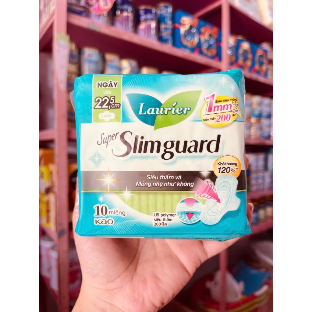 BĂNG VỆ SINH LAURIER SUPER SLIMGUARD NGÀY 22.5CM 10 MIẾNG