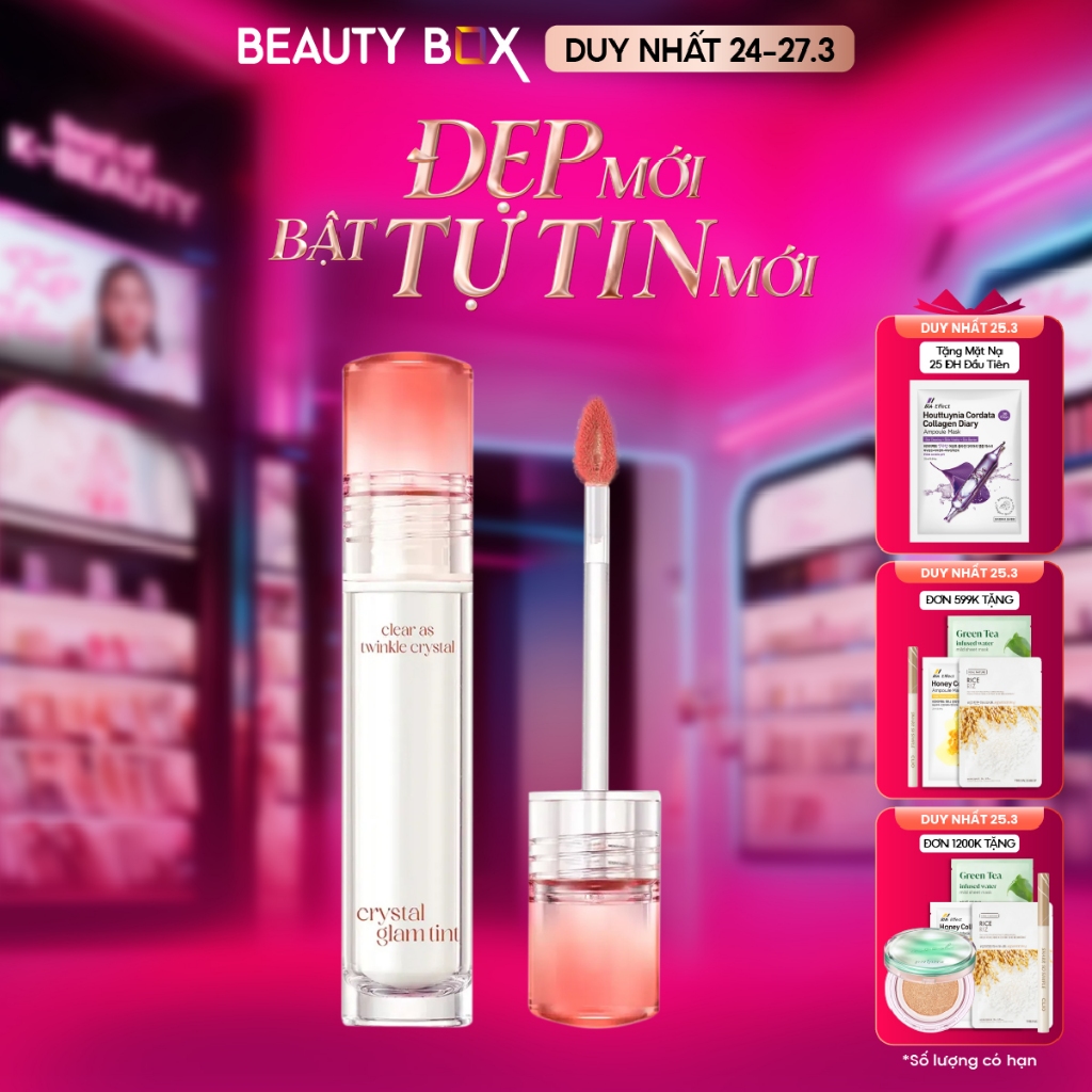 [Săn Sale] Son Tint Bóng Clio Crystal Glam Tint 3.4g