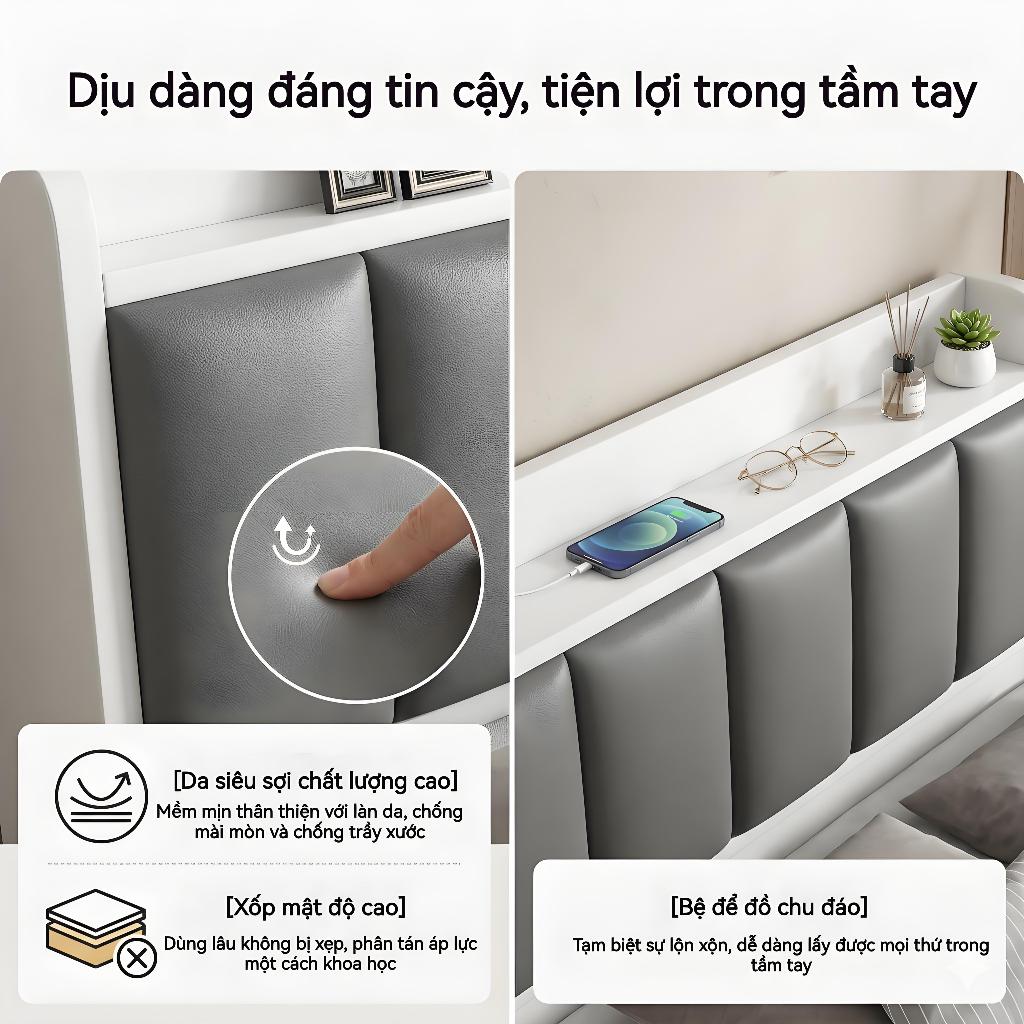 MY Giường gỗ ngăn chứa lót đệm êm ái vận hành êm ái Phù hợp cho phòng ngủ có nhiều màu sắc | BigBuy360 - bigbuy360.vn
