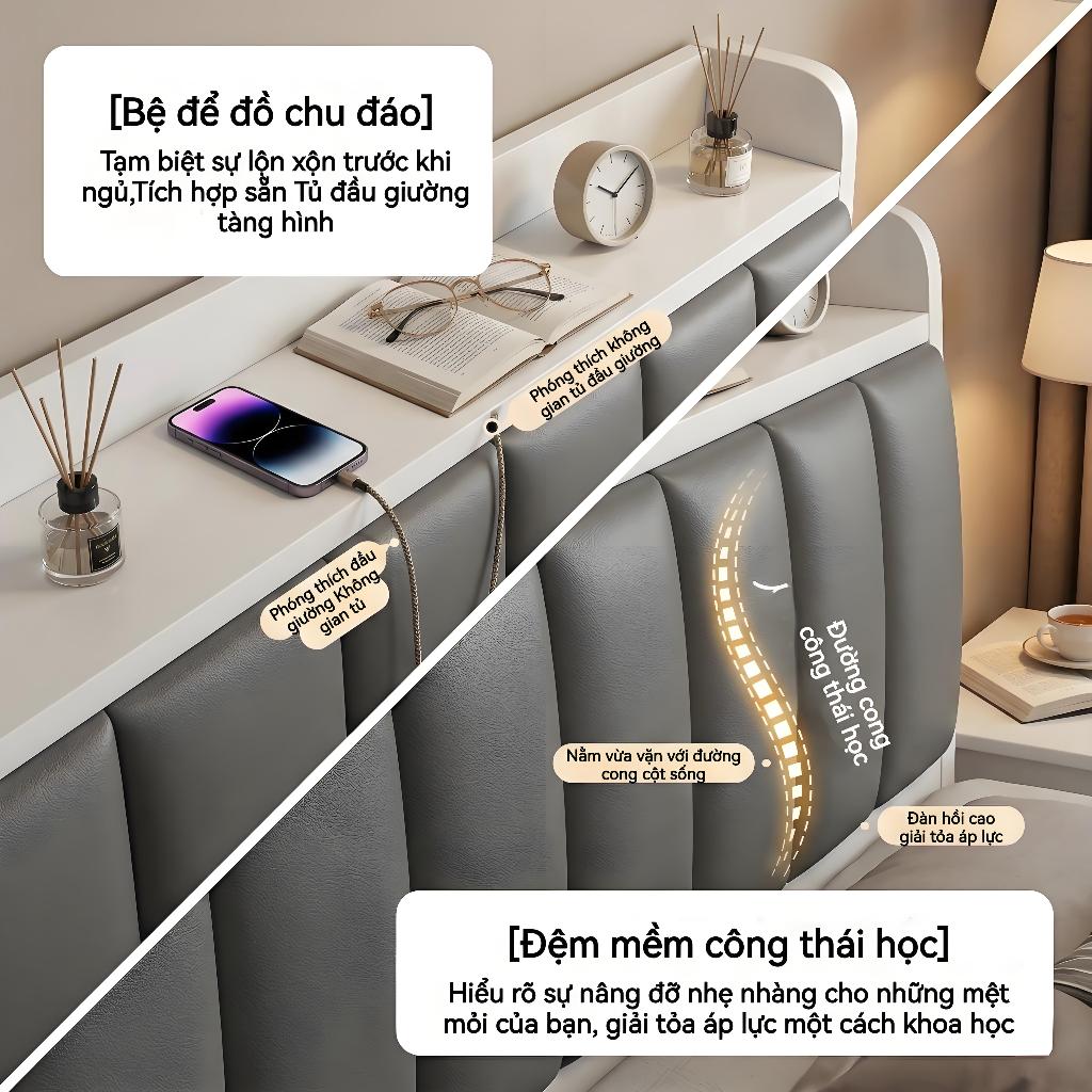 MY Giường gỗ ngăn chứa lót đệm êm ái vận hành êm ái Phù hợp cho phòng ngủ có nhiều màu sắc | BigBuy360 - bigbuy360.vn
