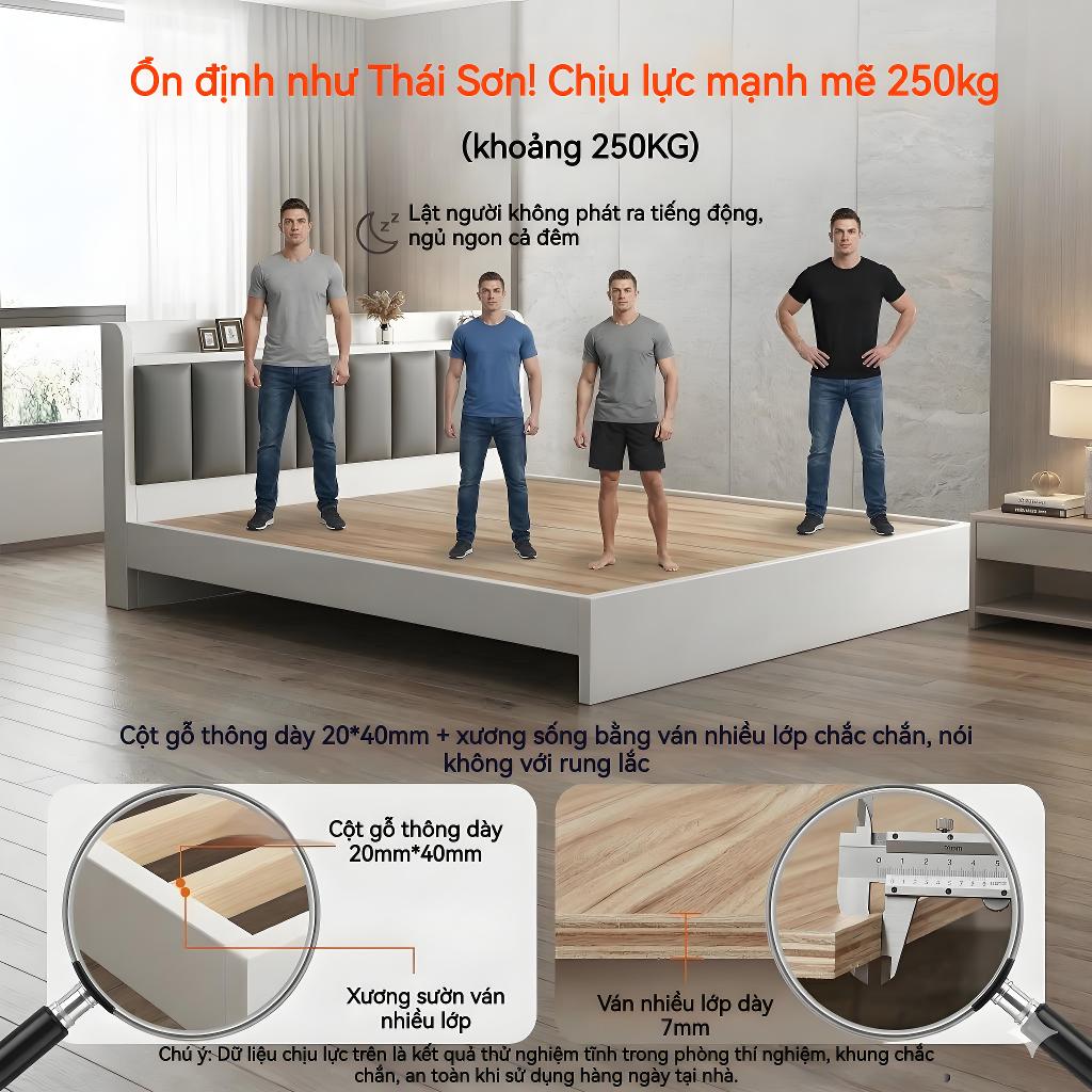 MY Giường gỗ ngăn chứa lót đệm êm ái vận hành êm ái Phù hợp cho phòng ngủ có nhiều màu sắc | BigBuy360 - bigbuy360.vn