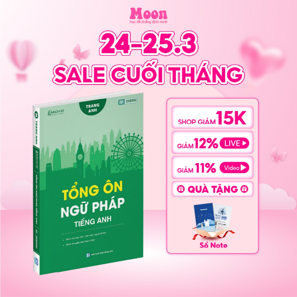 Sách Tổng ôn ngữ pháp Tiếng anh cô Trang Anh bản mới nhất Moonbook
