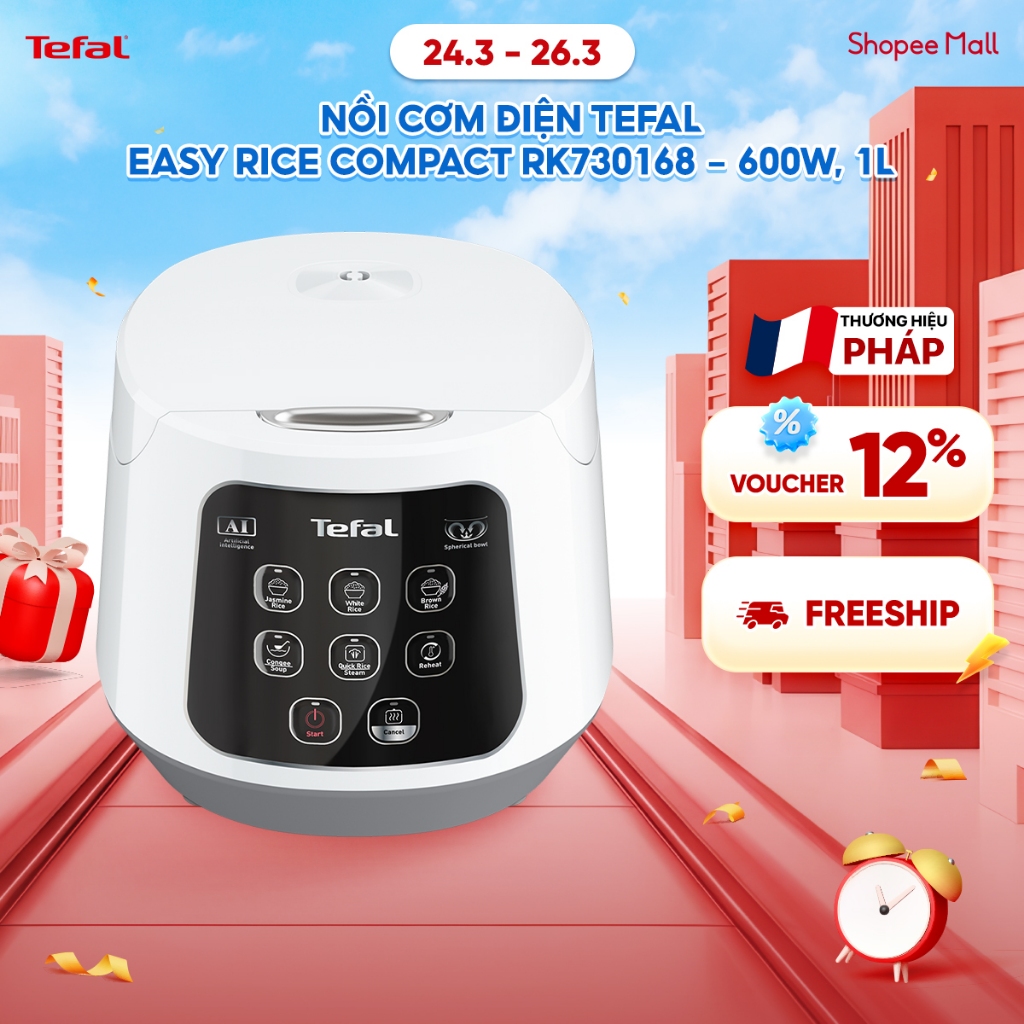 Nồi cơm điện Tefal Easy Rice Compact RK730168 - 600W, 1L