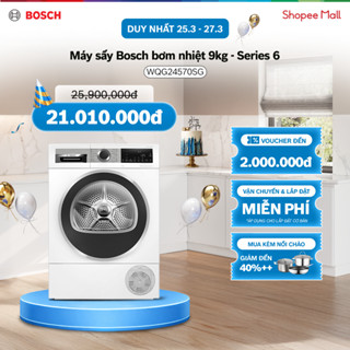 25.03 - 27.03 | Voucher Shopee lên đến 3tr | Máy sấy Bosch bơm nhiệt 9kg WQG24570SG - Series 6 - Hàng chính hãng