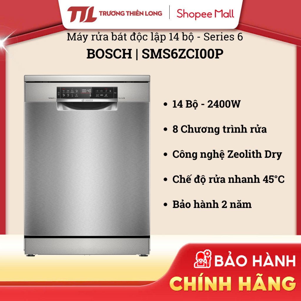 SMS6ZCI00P | SMS6ZCI08E - Máy Rửa Chén Độc Lập Bosch Series 6 2400W SMS6ZCI00P | SMS6ZCI08E [TOÀN QU
