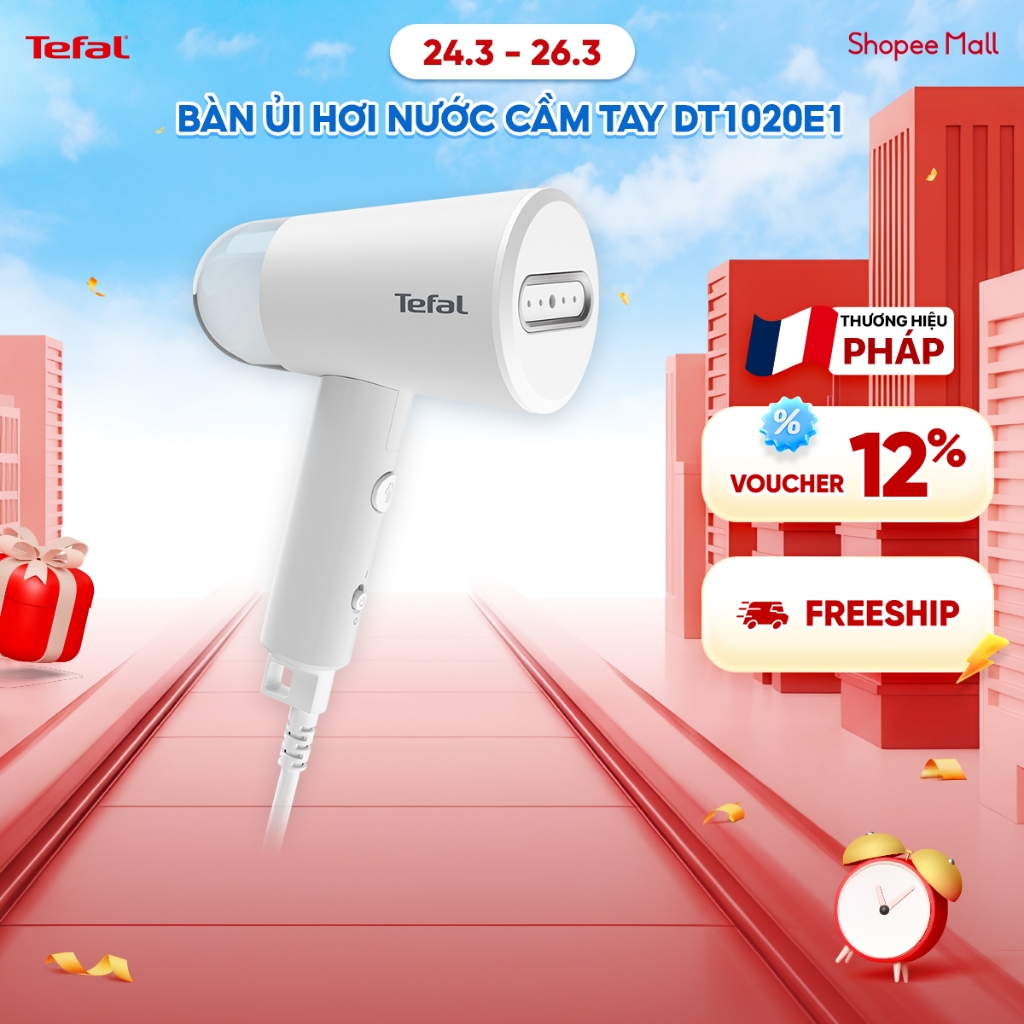 [Nhập shop voucher TEFAL110 giảm 15%]Bàn ủi hơi nước cầm tay Tefal Origin Travel DT1020E1