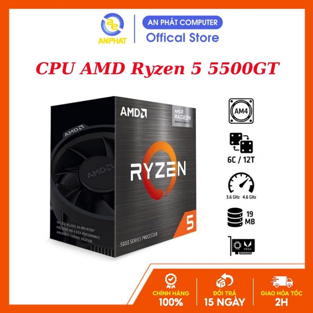 [Full VAT] CPU AMD Ryzen 5 5500GT / Ryzen 5 5600GT (AMD AM4 - 6 Core - 12 Thread - Base 3.6Ghz - Tur
