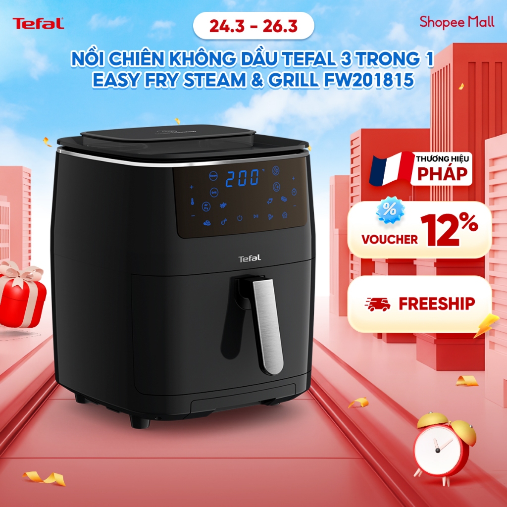 Nồi chiên không dầu Tefal 3 trong 1 Easy fry Steam & Grill FW201815