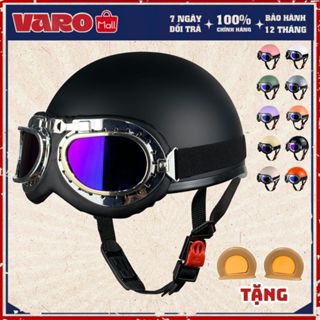 [Tặng Lưỡi Trai] Mũ Bảo Hiểm Nửa Đầu VARO Ép Nhiệt Viền Lưới-Nón Phi Công Cao Cấp BAO ĐẬP BAO TEST