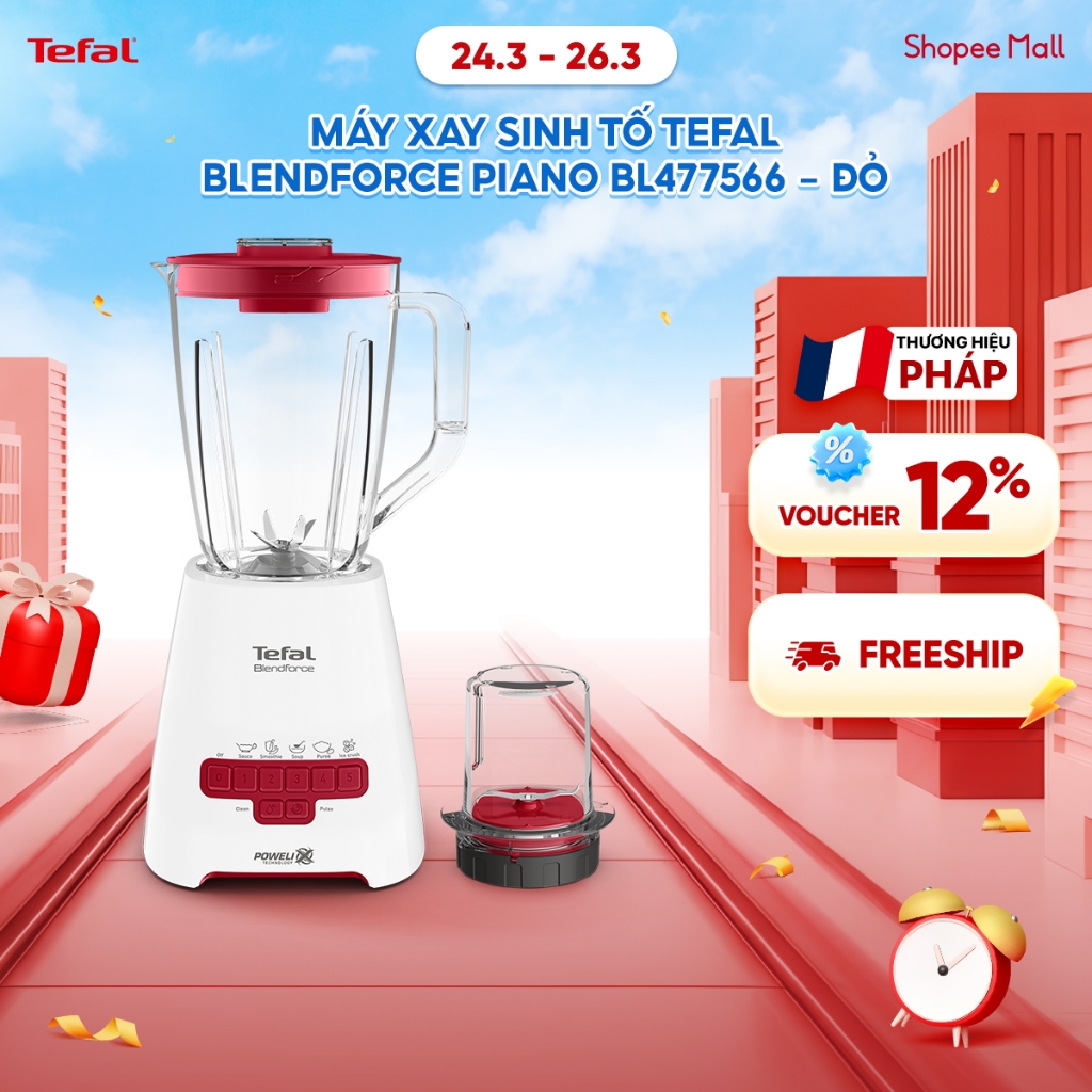 Máy xay sinh tố Tefal Blendforce Piano BL477566 - Đỏ