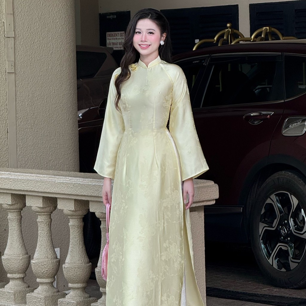 Áo dài thiết kế phom ôm truyền thống kèm quần THIÊN ĐIỂU cao cấp Callene (CC560)
