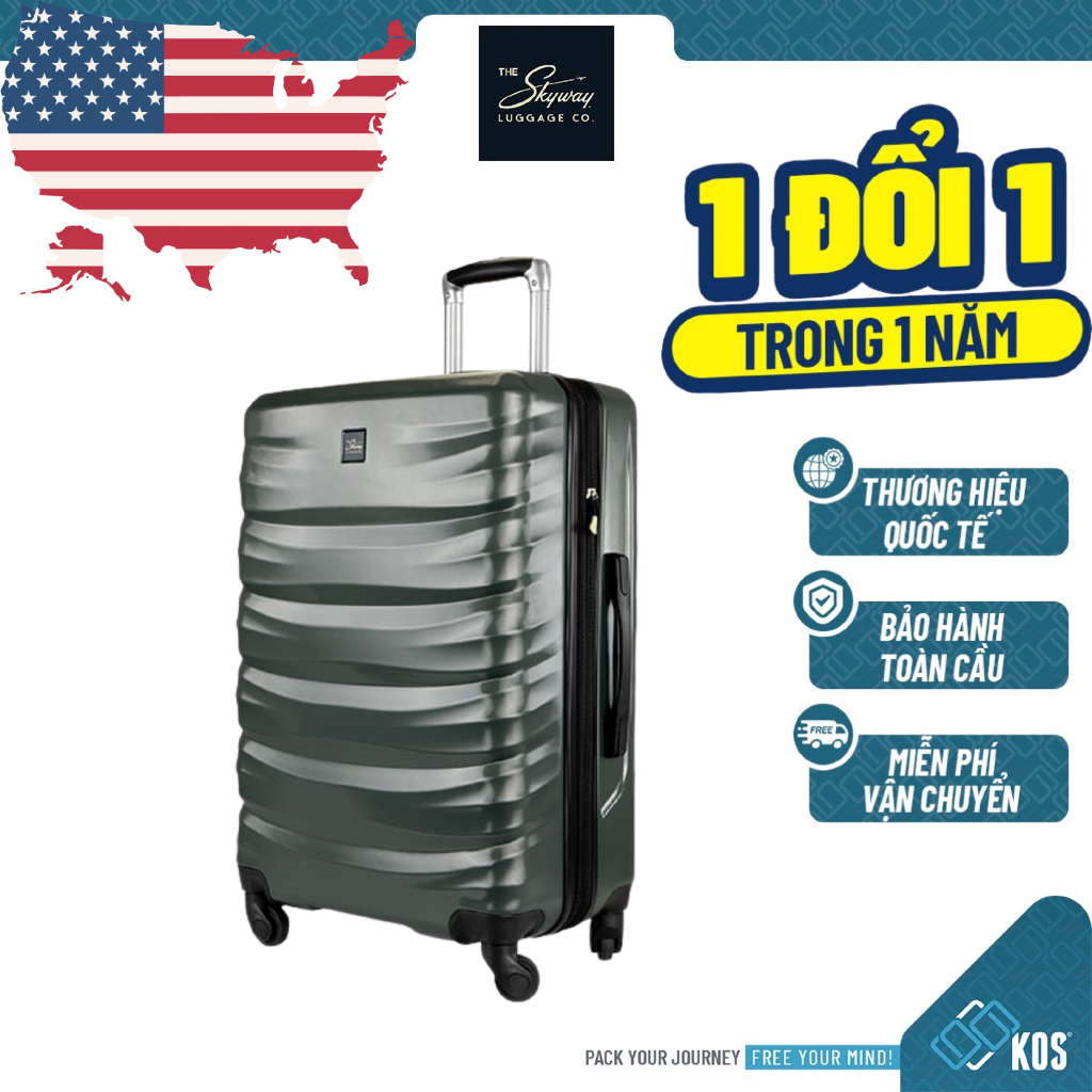 Vali kéo SKYWAY PORTOLA size S/M/L (20/24/28 inch) thương hiệu MỸ chuẩn quốc tế