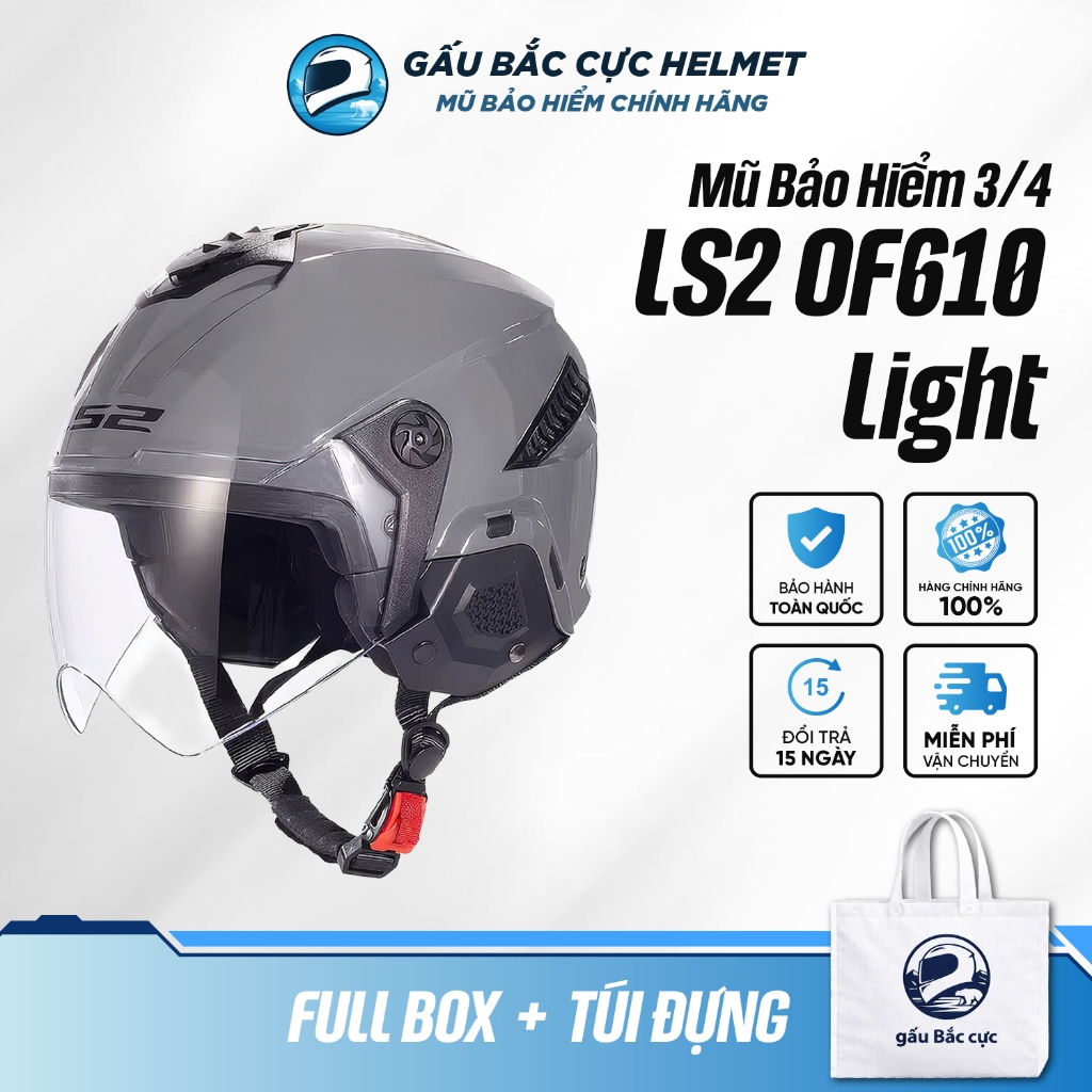 Mũ Bảo Hiểm 3/4 LS2 OF610 Light Chính Hãng, Chất Liệu ABS Cao Cấp Siêu Bền Siêu Nhẹ, Có Kính Chống U